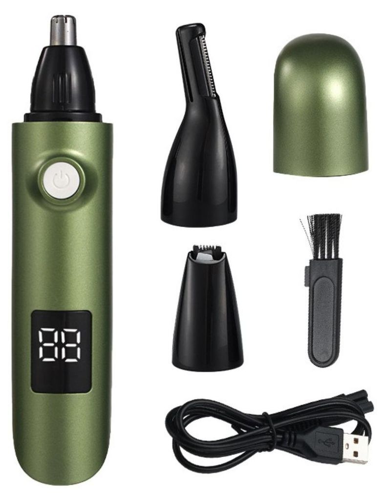 INF 3-in-1 USB Trimmer aus ABS, 14.8cm x 3cm, Nase, Augenbrauen, Gesicht Grün