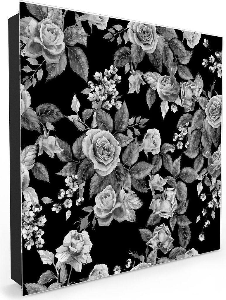 Nachbildung-Schlüsselkasten, Magnetpinnwand und Memoboard mit Glasfront Motiv Florales Rosenmuster
