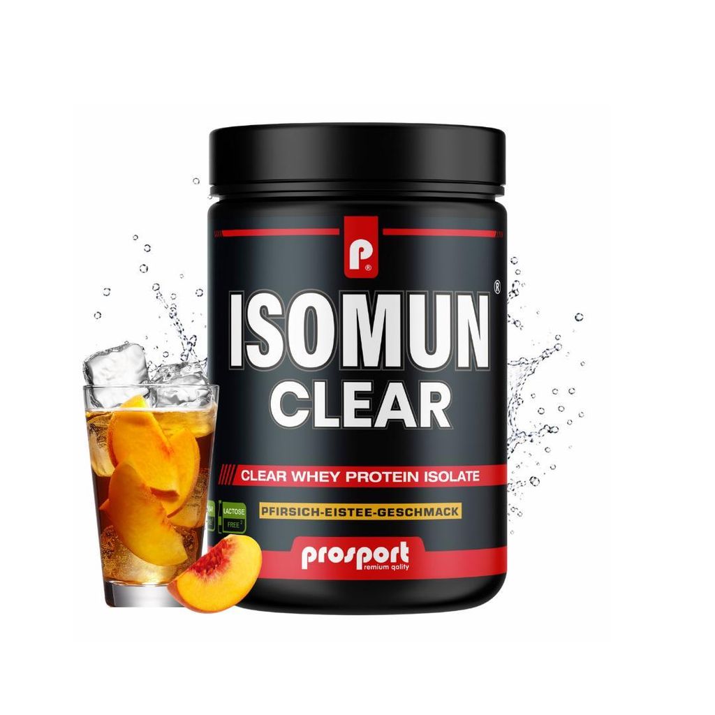Prosport ISOMUN CLEAR Whey Isolate Protein – Erfrischendes Clear Whey - Laktosefrei - Pfirsich-Eistee Geschmack - 400g Dose