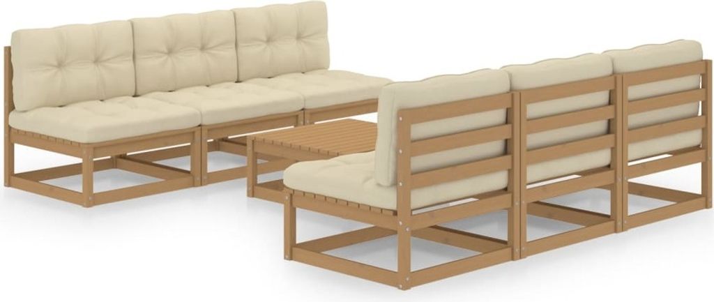 Maison Exclusive - 7-tlg. Garten-Lounge-Set mit Kissen Kiefer Massivholz