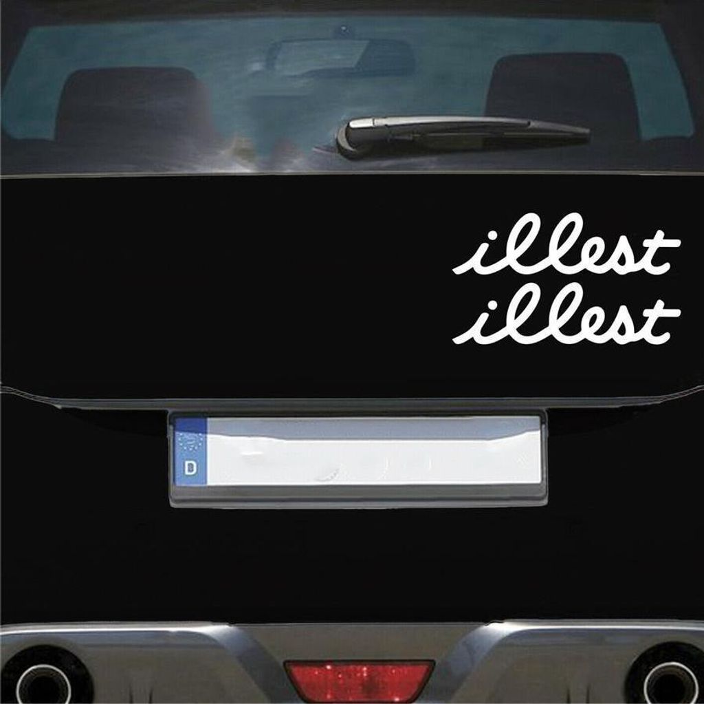 Auto Aufkleber 2er SET illest Krank 13x3 cm Weiss Matt Sticker Heckscheibenaufkleber