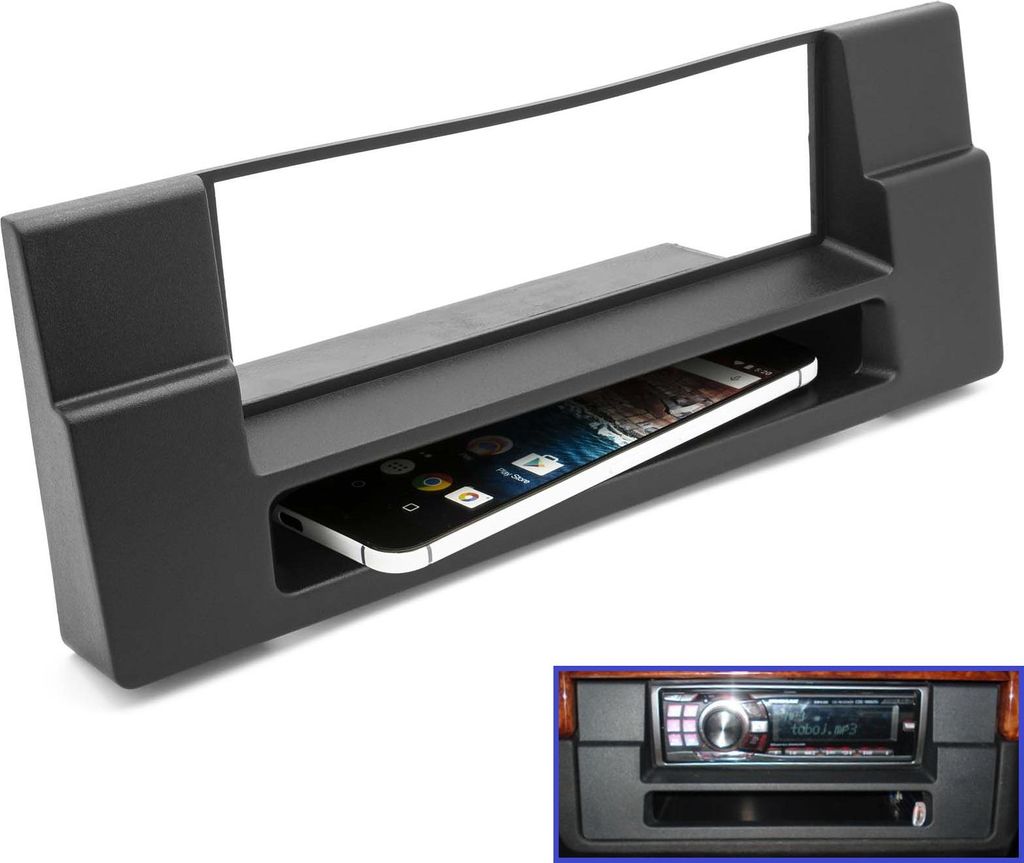 Radio Blende Einbau Rahmen 1 DIN passend für BMW 5er ( E39 ) BMW X5 ( E53 ) mit Ablagefach