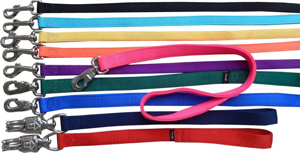 Hundeleine Prism Classic mit Handschlaufe aus starkem Nylon 1,9 cm breit, 60 cm lang in Schwarz