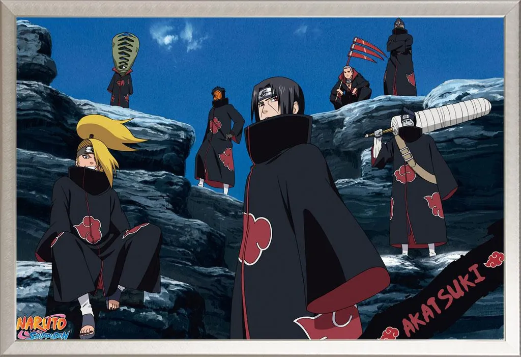 Affiche Naruto Akatsuki Encadrée Prête à Poser Cadre Alu Argent Shinsuke