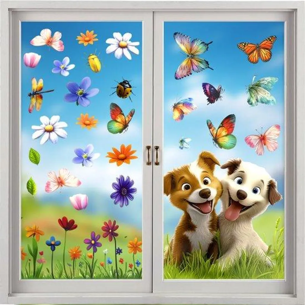 Décoration Vitre Printemps : Lot 9 Stickers pour Salon et Chambre