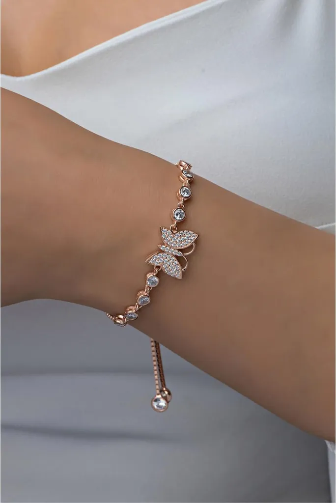 Bracelet papillon argent 925 ajustable et rhodié pour un éclat durable