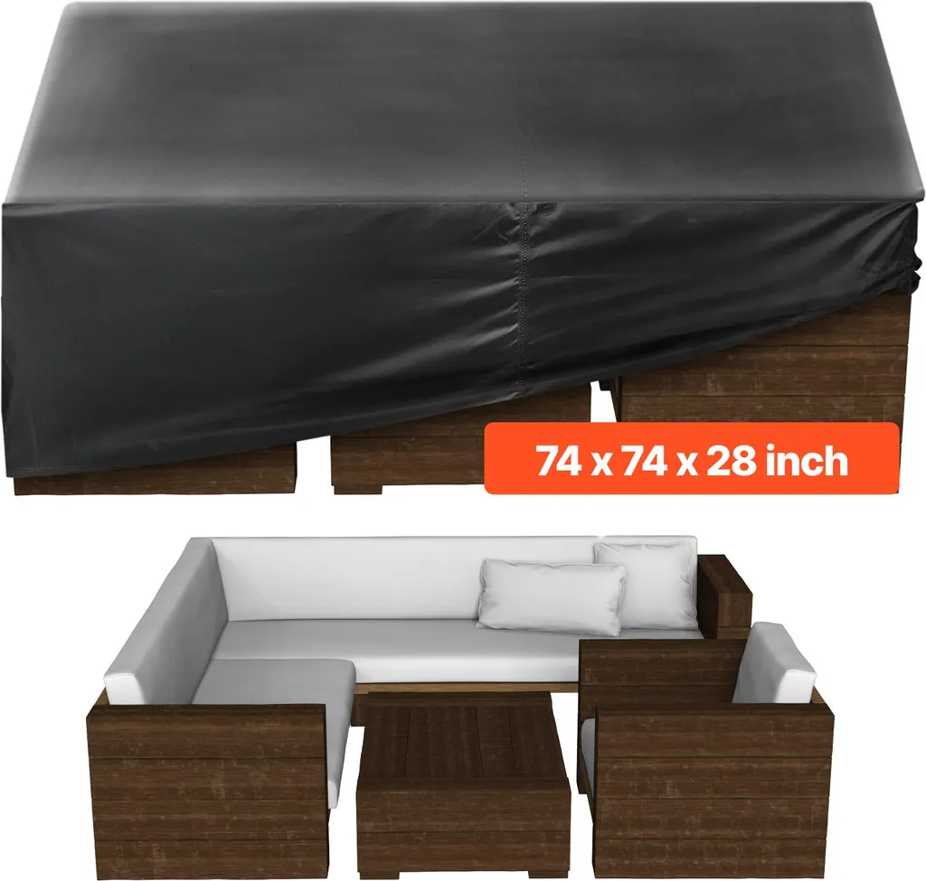 VEVOR copertura protettiva per mobili da giardino in tessuto Oxford impermeabile copritavolo quadrato con ventilazione per tutte le condizioni atmosferiche, telone (188 x 188 x 71 cm)