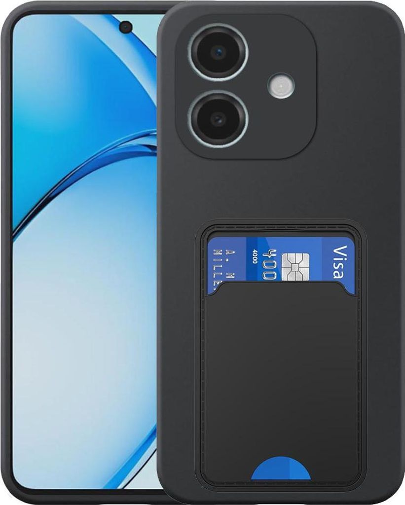 Geeignet für Oppo A3 / A3X / A60 5G Phone Case mit TPU Kartenhalter - Flexible Back Cover Case Silikon TPU mit Cardslot - Schwarz - Smartphonics