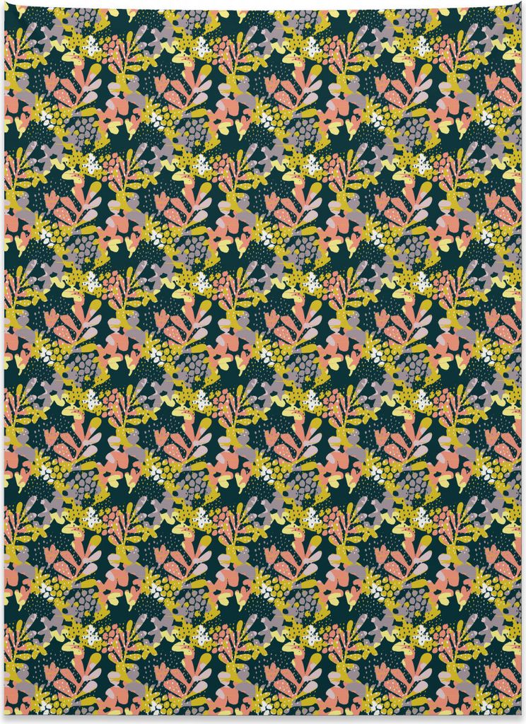 Abakuhaus Blumen Wandteppich, Abstraktes weiches Frühlings-Laub aus Weiches Mikrofaser Stoff Kein Verblassen Klare Farben Waschbar, 110 x 150 cm, ...