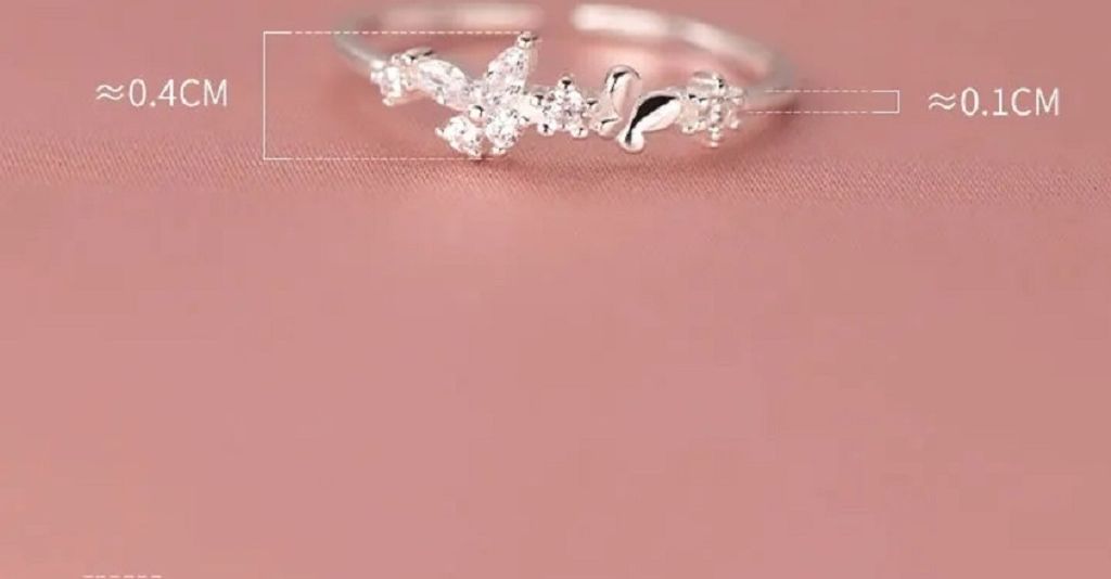 925 Sterling Silber Schmetterling Ring Zirkonia Rose