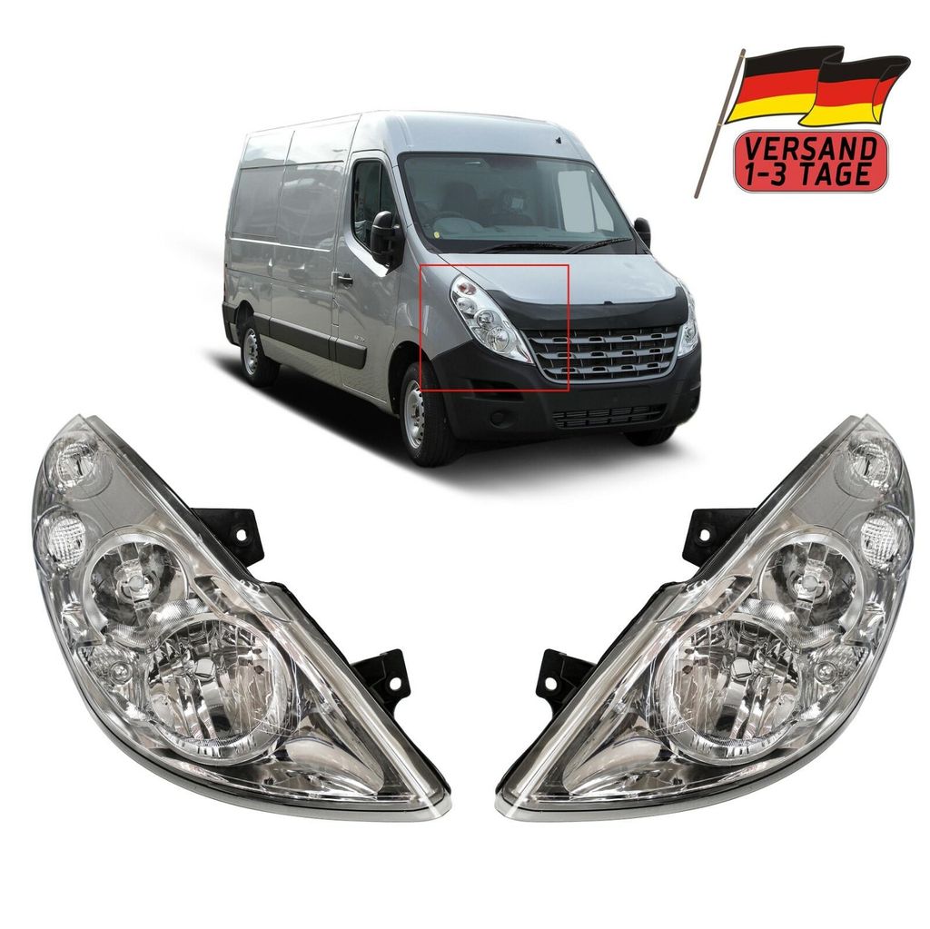 2x Frontscheinwerfer für Renault Master 2010-2014 L+R mit Servomotor