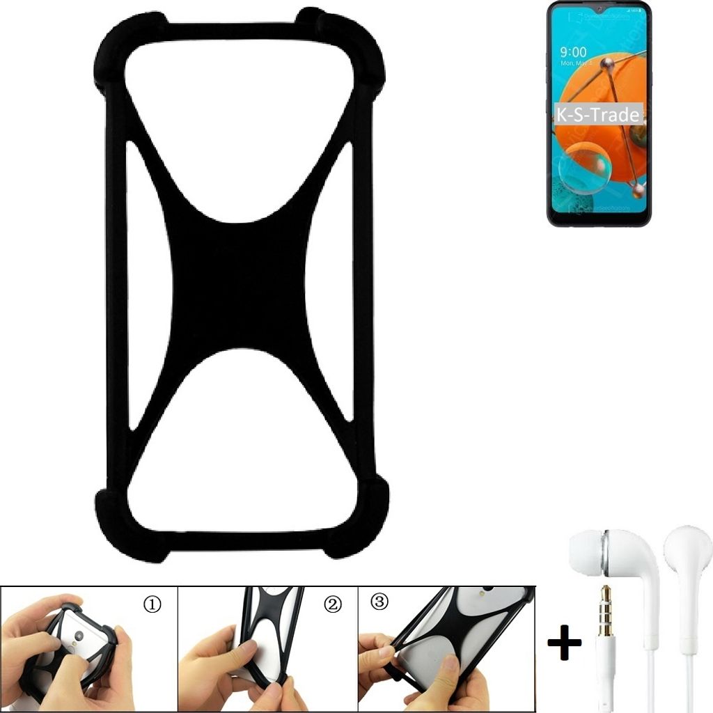 K-S-Trade Handy-Hülle + headphones kompatibel mit LG Electronics K51 Schutz-Hülle Bumper Silikon Cover Case Silikoncase Silikonbumper TPU Softcase