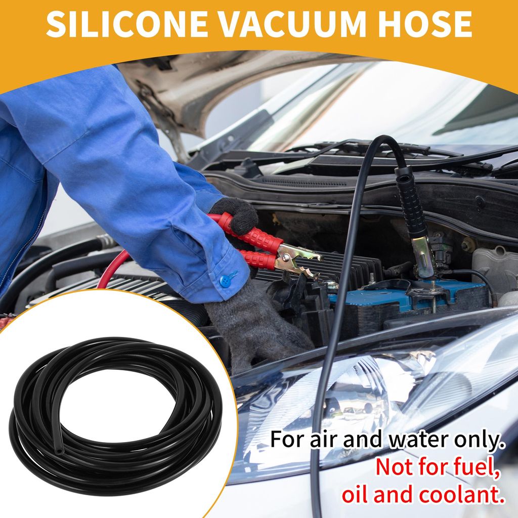 1 Stück 130PSI Maximaldruck Universeller Silikonschlauch für Vakuumschläuche für Autos, Hochtemperatursilikonschlauch Schwarz 15FT 3/16" 4mm ID...