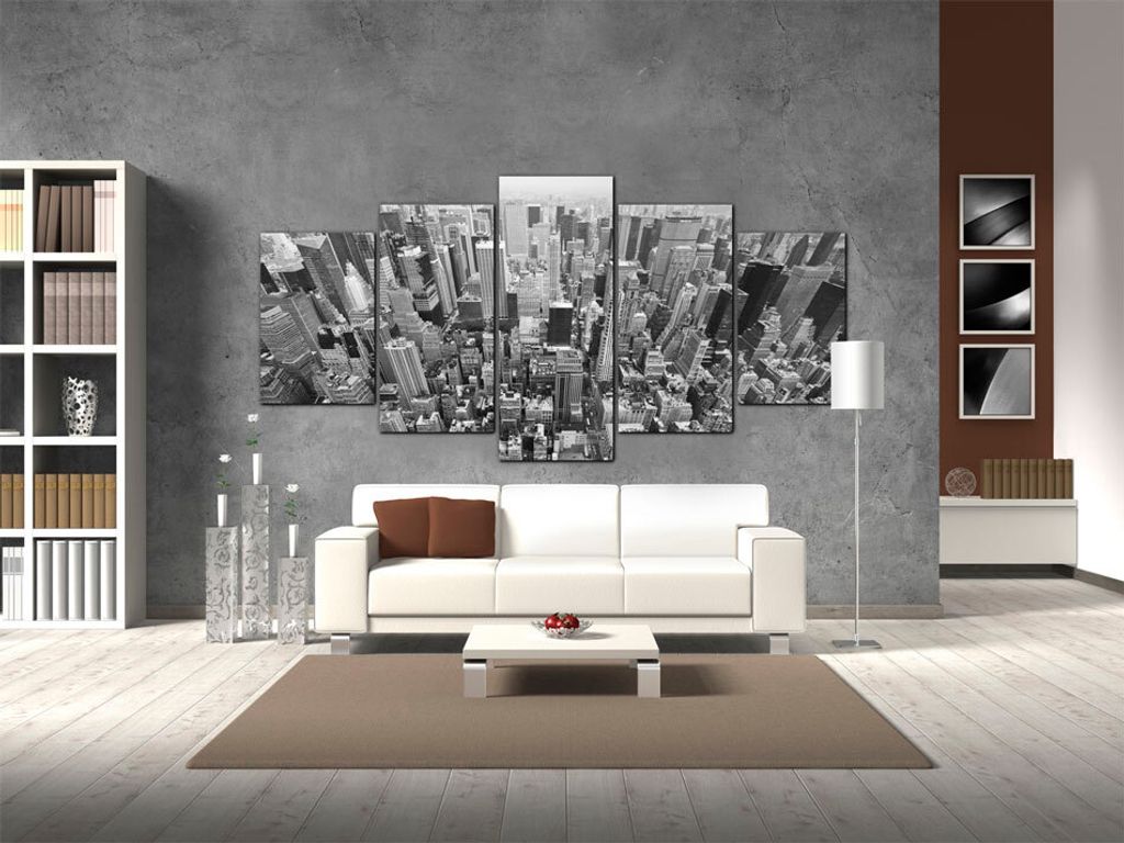 Akustikbild New York 200x100 cm Bilder Akustikschaum Hochleistungsschallabsorber Schallschutz Leinwand 5 tlg Wandbild Raumakustik Schalldämmung 03...