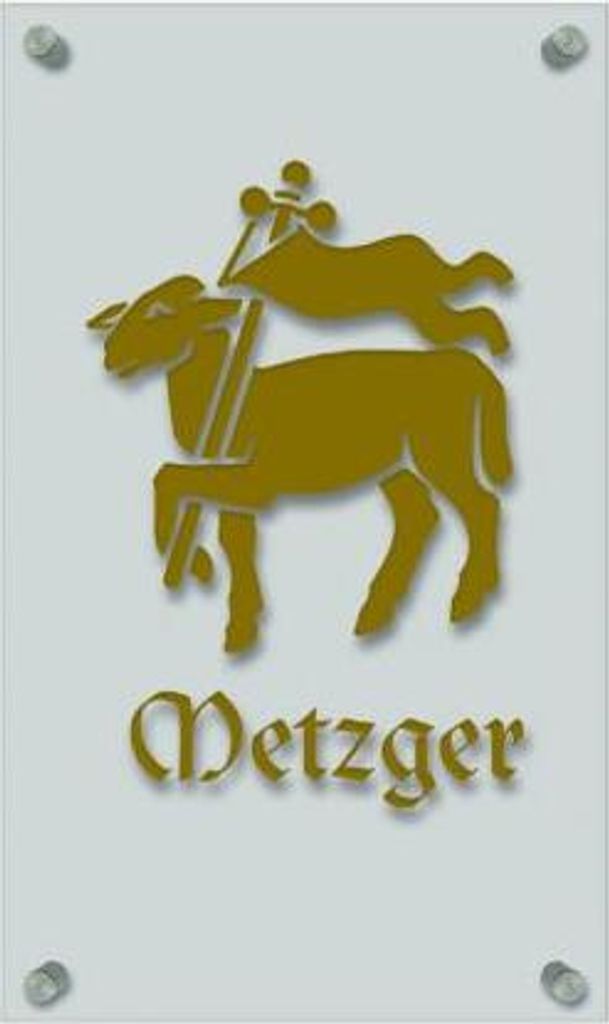 Zunftschild Handwerkerschild - Metzger - beschriftet auf edler Acryl-Kunststoff-Platte – 309445 Color - gold