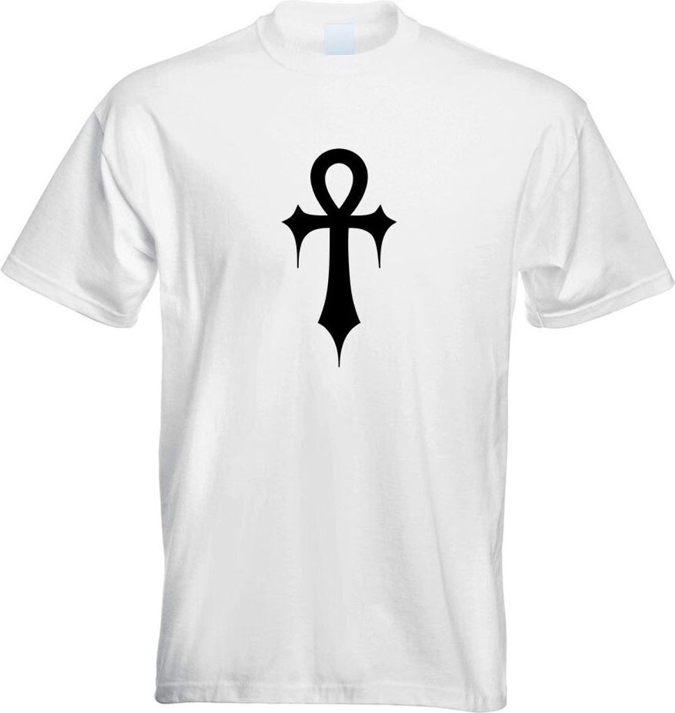 Kiwistar - T-Shirt - Weiss - Gothic Ankh Motiv Bedruckt Funshirt Design Print - mit Motiv Bedruckt - Funshirt Design - Sport - Freizeit - Herren - M