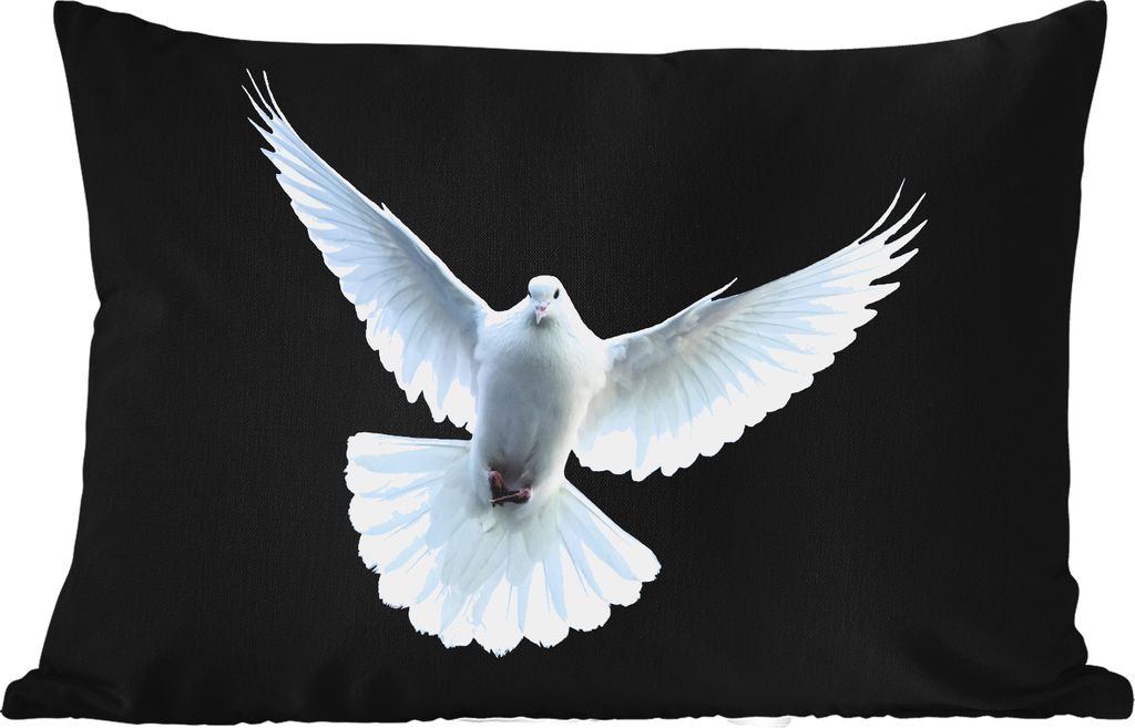 MuchoWow Outdoor Kissen - Taube - Vogel - Schwarz - Weiß - Porträt - 50x30 cm - Wetterfest - Lounge Kissen - Sofa kissen - Wohnzimmer Dekoration