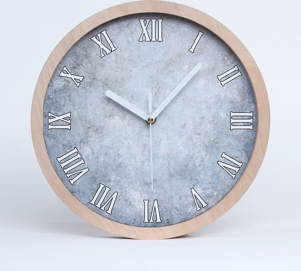 Holzuhr 25fi cm wanduhr - weiße Spitzen - Konkreter Hintergrund
