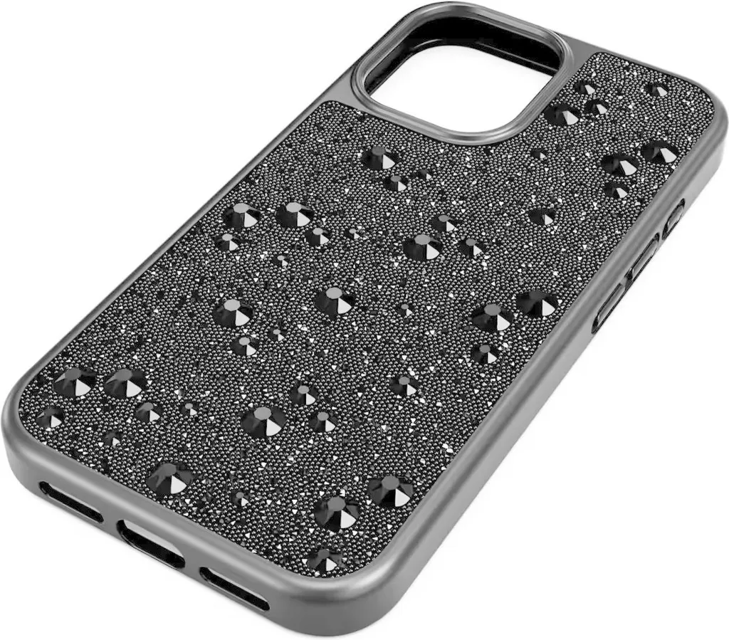 Coque Luxe iPhone 15 Pro Noire Swarovski pour Soirée et Quotidien Chic