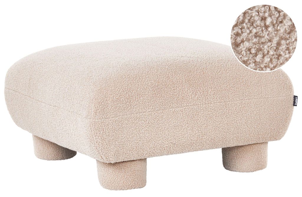 BELIANI Ottomane Beige Bouclé Teddy-Optik Quadratisch 78x78 cm ohne Lehne mit Niedrigen Beinen Modern Wohnzimmer Fußhocker Hocker Pouf für Sofa