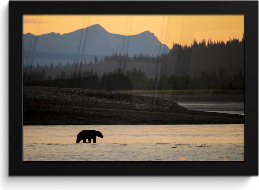 MuchoWow MuchoWow Gerahmtes Poster Wald - Bär - Himmel 30x20 cm - Poster mit zchwarzem Bilderrahmen - Kunstdruck - Bild-Poster