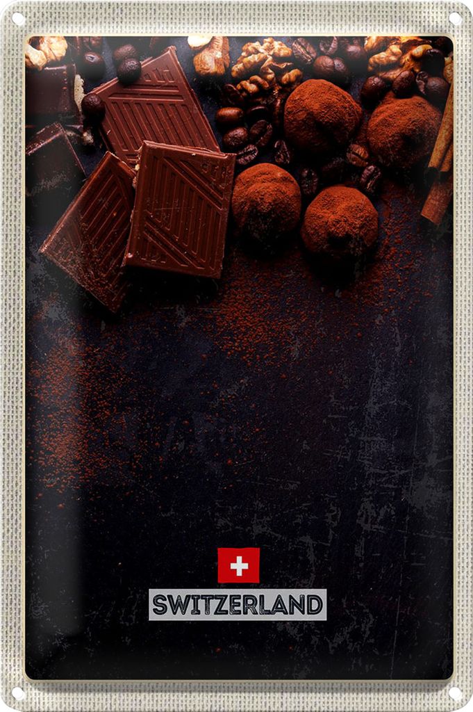Blechschild Reise 18x12cm Schweiz Bern Schokolade süß