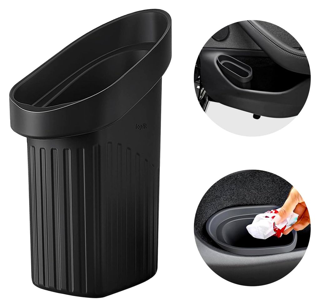 Mülleimer für Autotüren, Mini-Mülleimer, Silikon-Container zur Aufbewahrung, platzsparend, geräuscharm, Schwarz