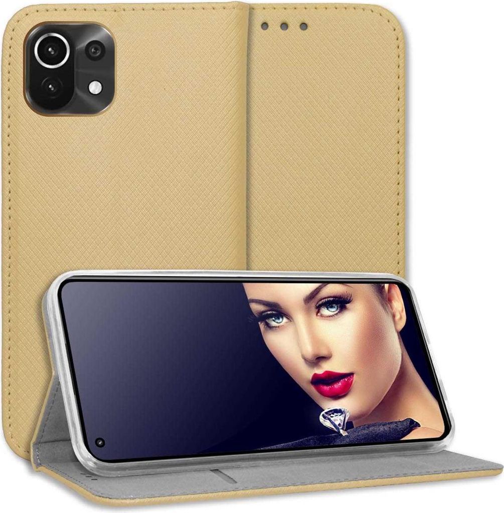Bookstyle Schutzhülle Klapphülle Schutztasche Etui Cover für Xiaomi Mi 11 Lite 4G, 5G (M2101K9, 6.55'') - Gold