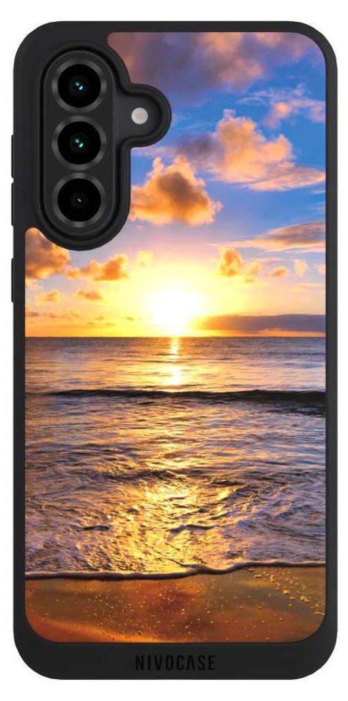 NIVOCASE Handyhülle für Samsung Galaxy A36 5G Hülle NIVOpure Case Schwarz Meer Sonnenuntergang Strand