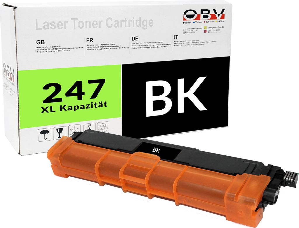OBV Kompatibel 247 TN247BK Toner passend für Brother HL-L3210CW DCP-L3550CDW HL-L3230CDW MFC-L3770CDW MF-CL3750CDW - schwarz 3000 Seiten