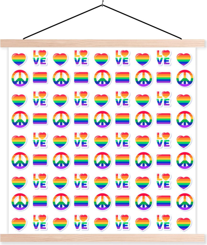 MuchoWow Textilposter Regenbogen - Stolz - Flagge 40x40 cm mit holzfarbenen Rahmen - Posterleiste