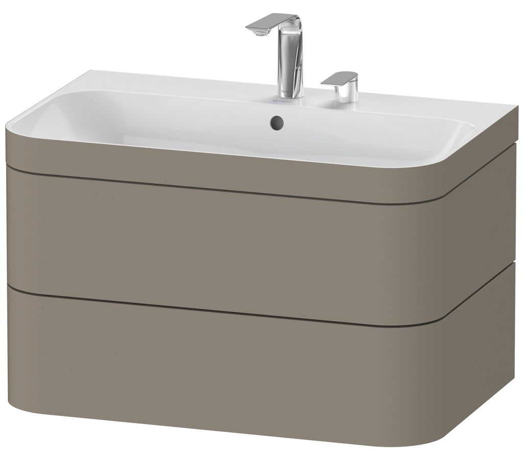 Duravit Happy D.2 Plus c-bonded Set wandhängend, 775x490mm, 2 Schubkästen, 2 Hahnlöcher, HP4637E9292