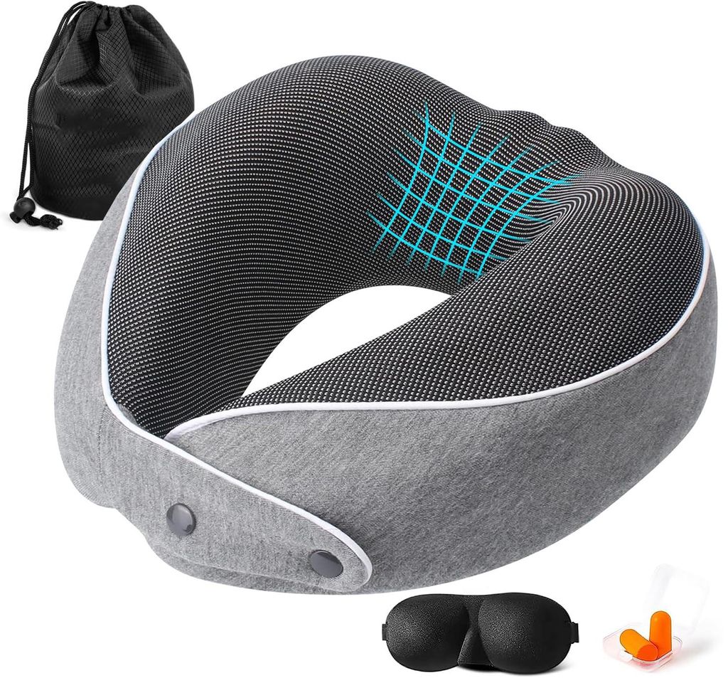 Reisekissen, Reise Nackenkissen, Memory Foam Nackenkissen, ergonomisches Schlafkissen, für Reisen, Auto & Flugzeug