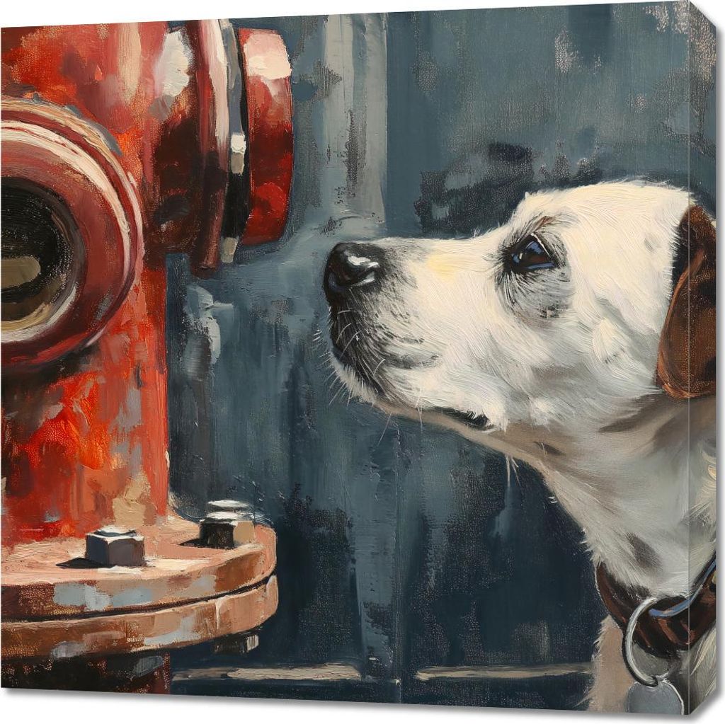Bild 70x70cm Kumpel am Hydranten