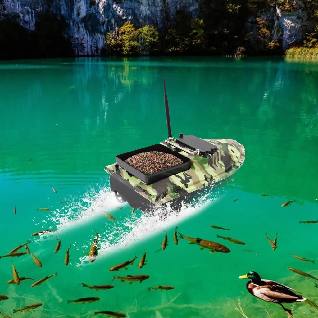 Bateau de pêche télécommandé rapide vert pour amorçage de précision - 5