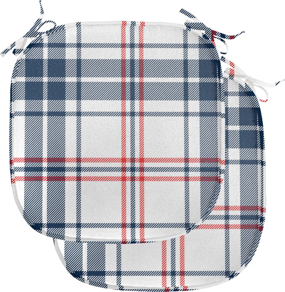 ABAKUHAUS Abstrakt Polster für Esszimmerstühle, Englisch Tartan-Motiv, Dekoratives wasserfestes Kissen mit Riemen für Küchensitze, 40 cm x 40 c...