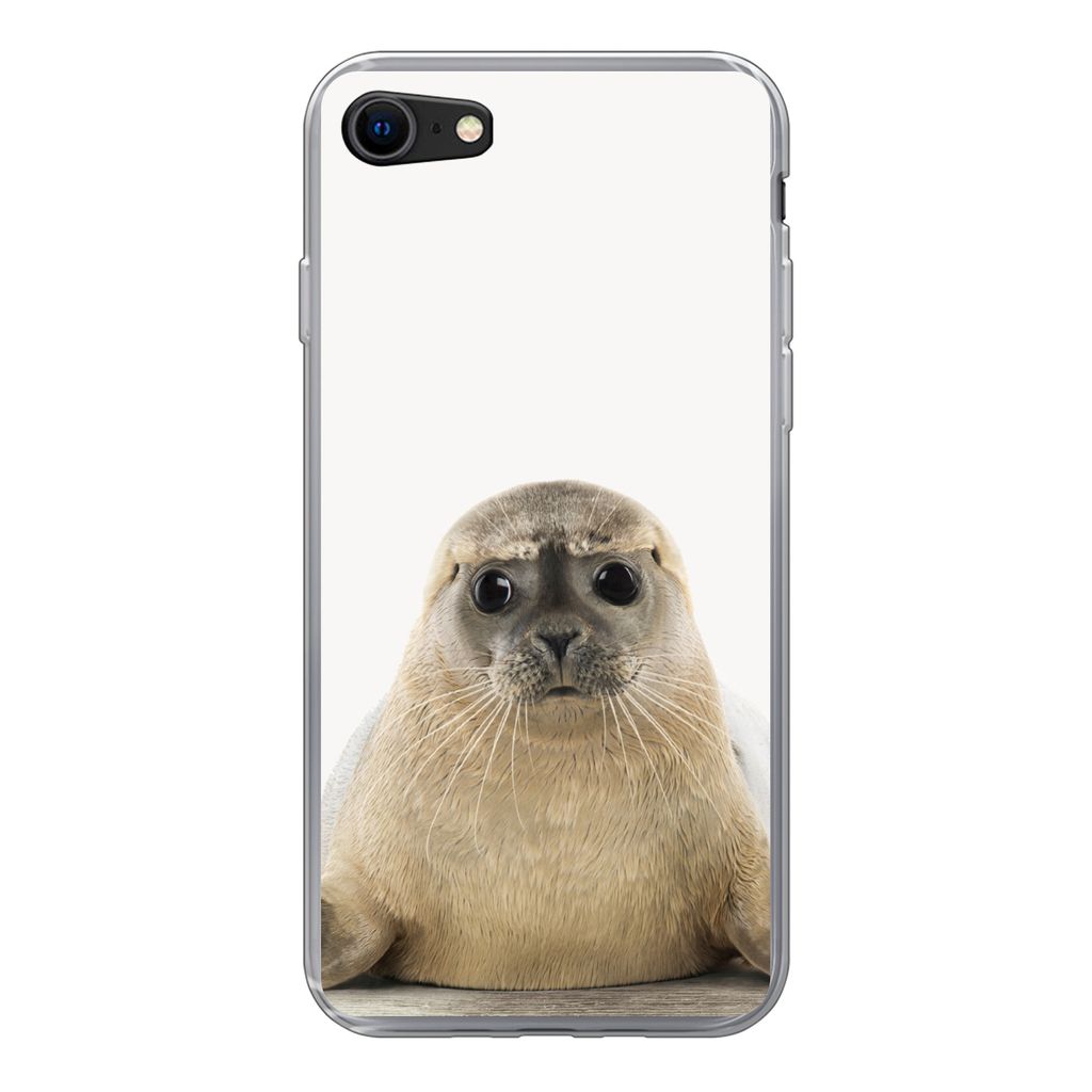 MuchoWow Handyhülle Schutzhülle Hülle für iPhone SE 2020 Robbe - Tiere - Kinder - Jungen - Mädchen - Kinder Silikon Softcase Handy Hülle - ...