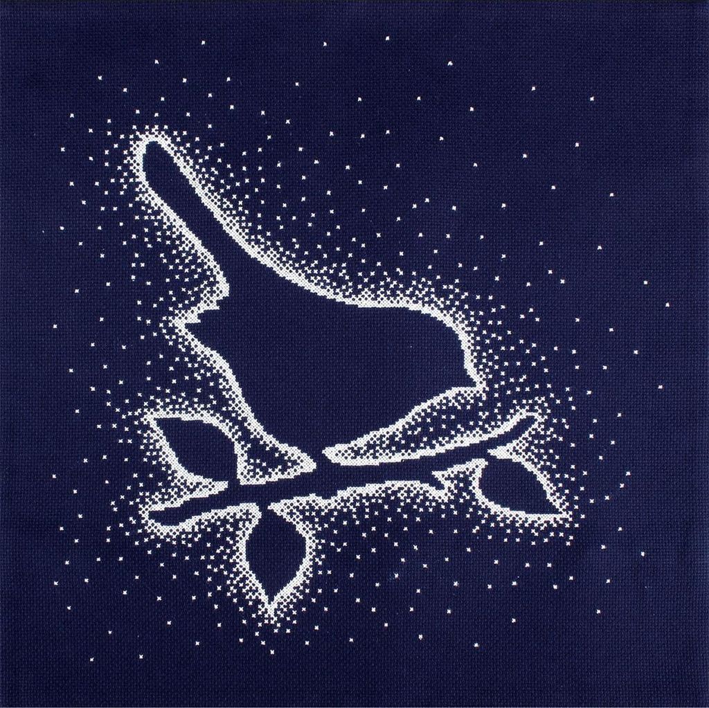 RTO Kreuzstichkissen "Schneesilber. Vogel" CU014, Zählmuster, 40x40 cm