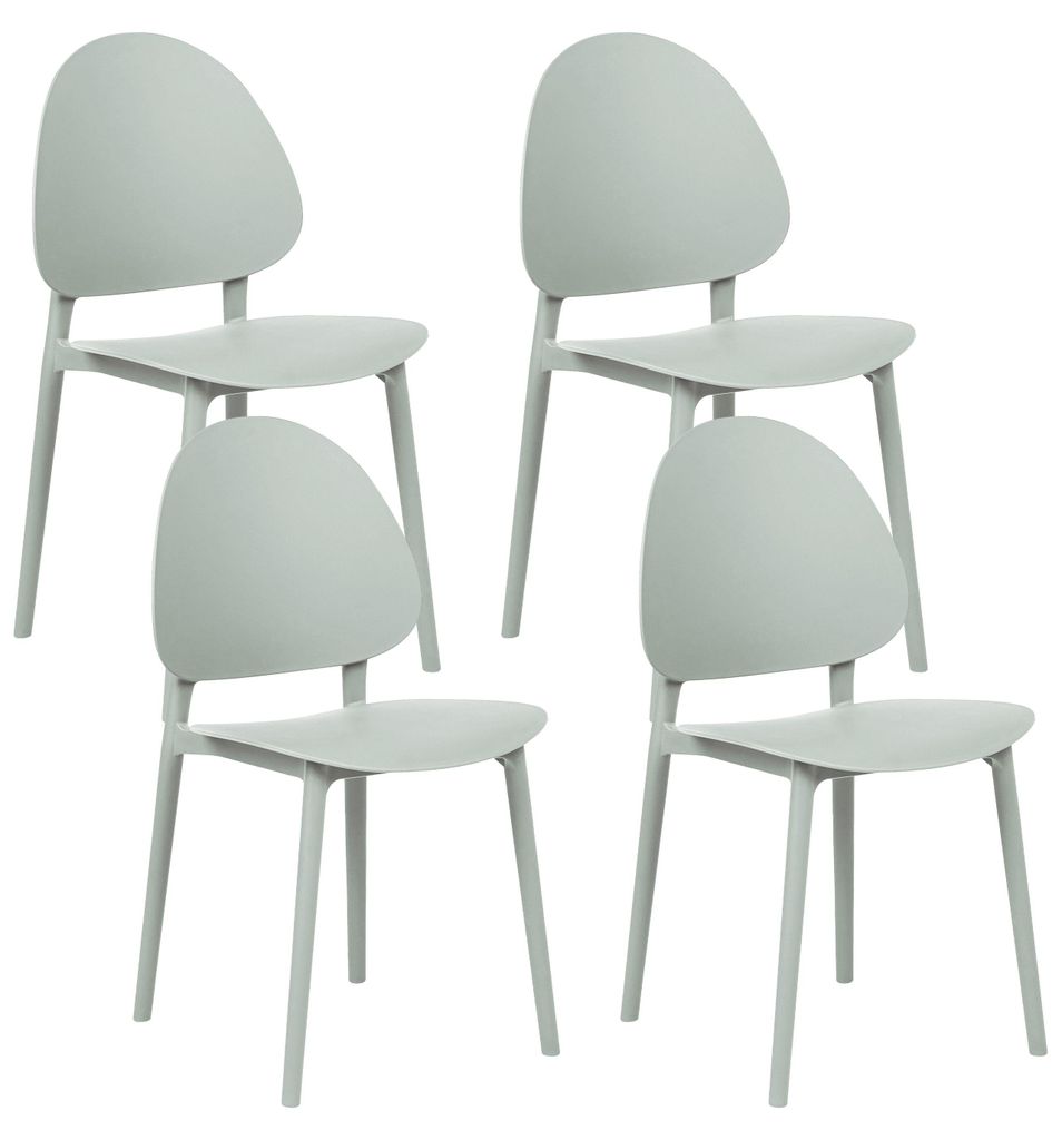 BELIANI Gartenstuhl 4er Set Mintgrün Kunststoff mit Rückenlehne ohne Armlehnen Modern Outdoor Balkon Terrasse Garten Kunststoffstuhl Plastikstuhl