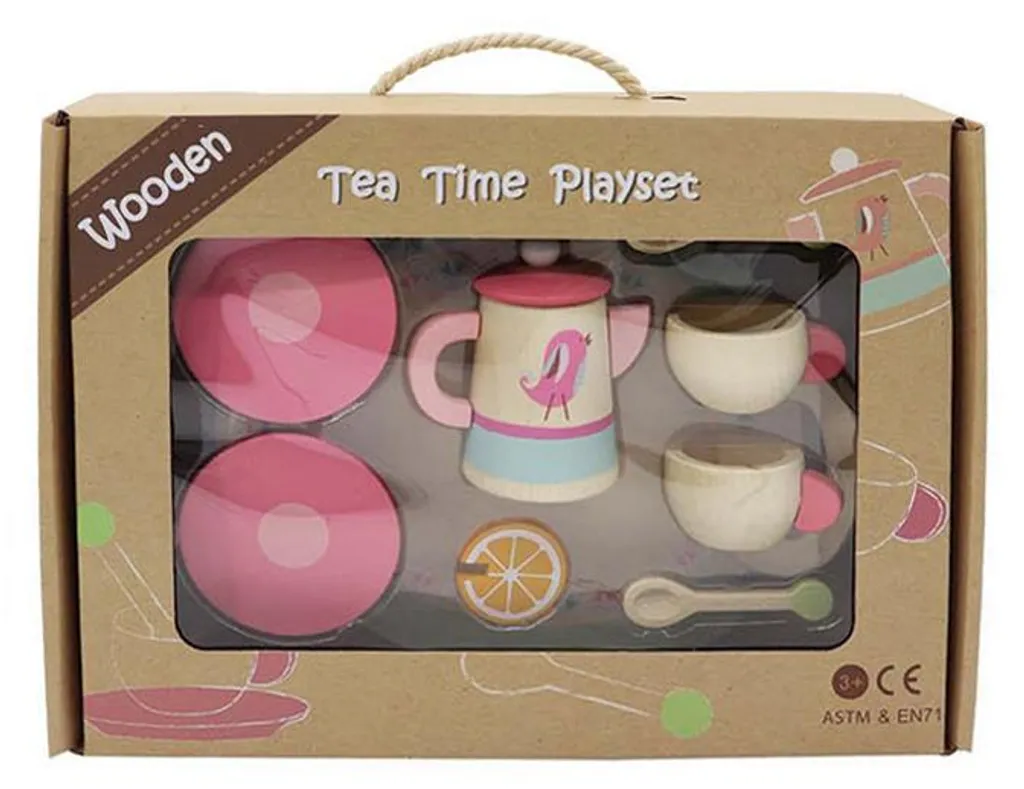Service à thé bois 10 pièces pour goûter imaginaire et jeu de rôle enfant