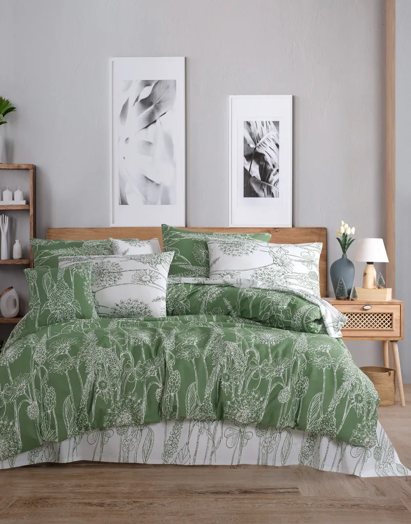 Linge de lit simple 140x200 cm Lara Green idéal pour chambre d'enfant