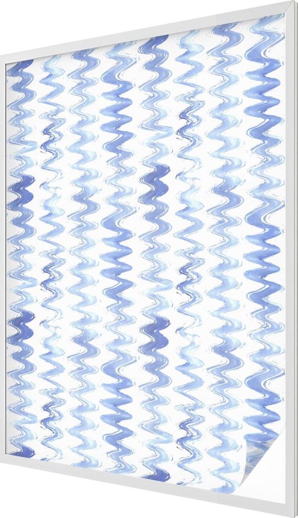Buntglas Fensterfolie – 146x100 cm – Stained-Glass Design – blickdichte dekorative Sichtschutzfolie – selbstklebend, UV-Schutz – Blaue We...