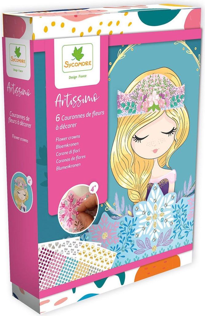 Kronen zum Dekorieren, 6 Stück, Prinzessinnen Design, Kreativset für Kinder ab 4 Jahren, mit Aufklebern und Strasssteinen