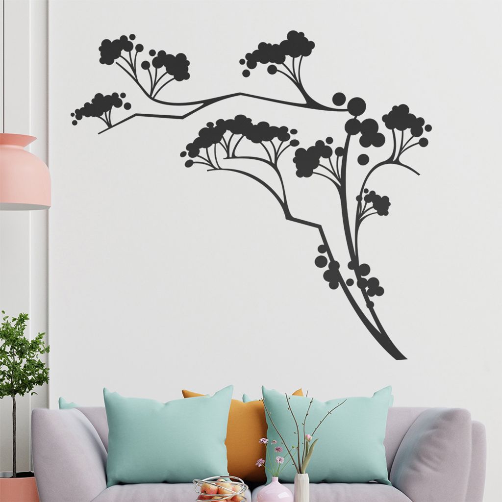 Beeren - Strauch - Holunder Wandtattoo in 6 Größen - Wandaufkleber Wall Sticker - Dekoration, Küche, Wohnzimmer, Schlafzimmer, Badezimmer