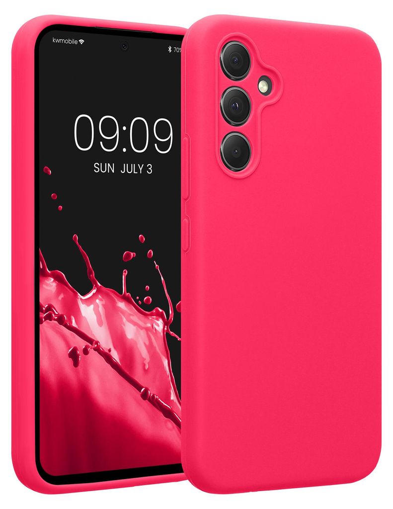 kwmobile Hülle kompatibel mit Samsung Galaxy A54 5G - Hülle Silikon gummiert - Handyhülle - Handy Case in Neon Pink