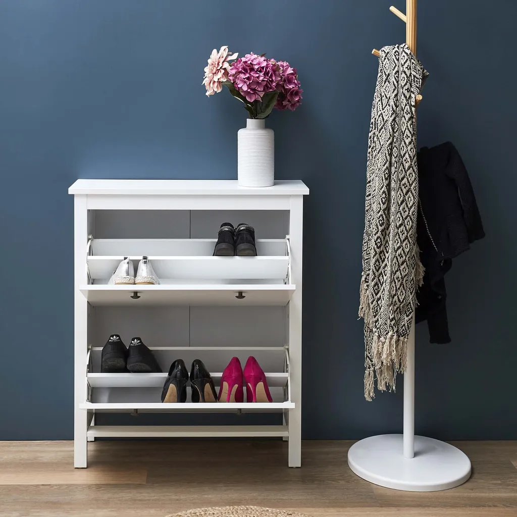 Armoire de rangement à chaussures Elisabeth - Meuble d'entrée 2 abattants