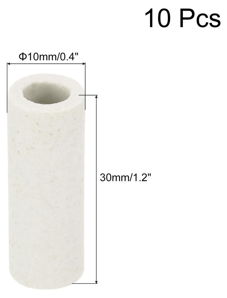 10 Stš¹ck Einlochzylinder Keramikrohr 7mm Innendurchmesser, 10mm Au?endurchmesser, 30mm L?nge Keramik Rohr fš¹r Kabel Isolierung Kabelmanagemen...