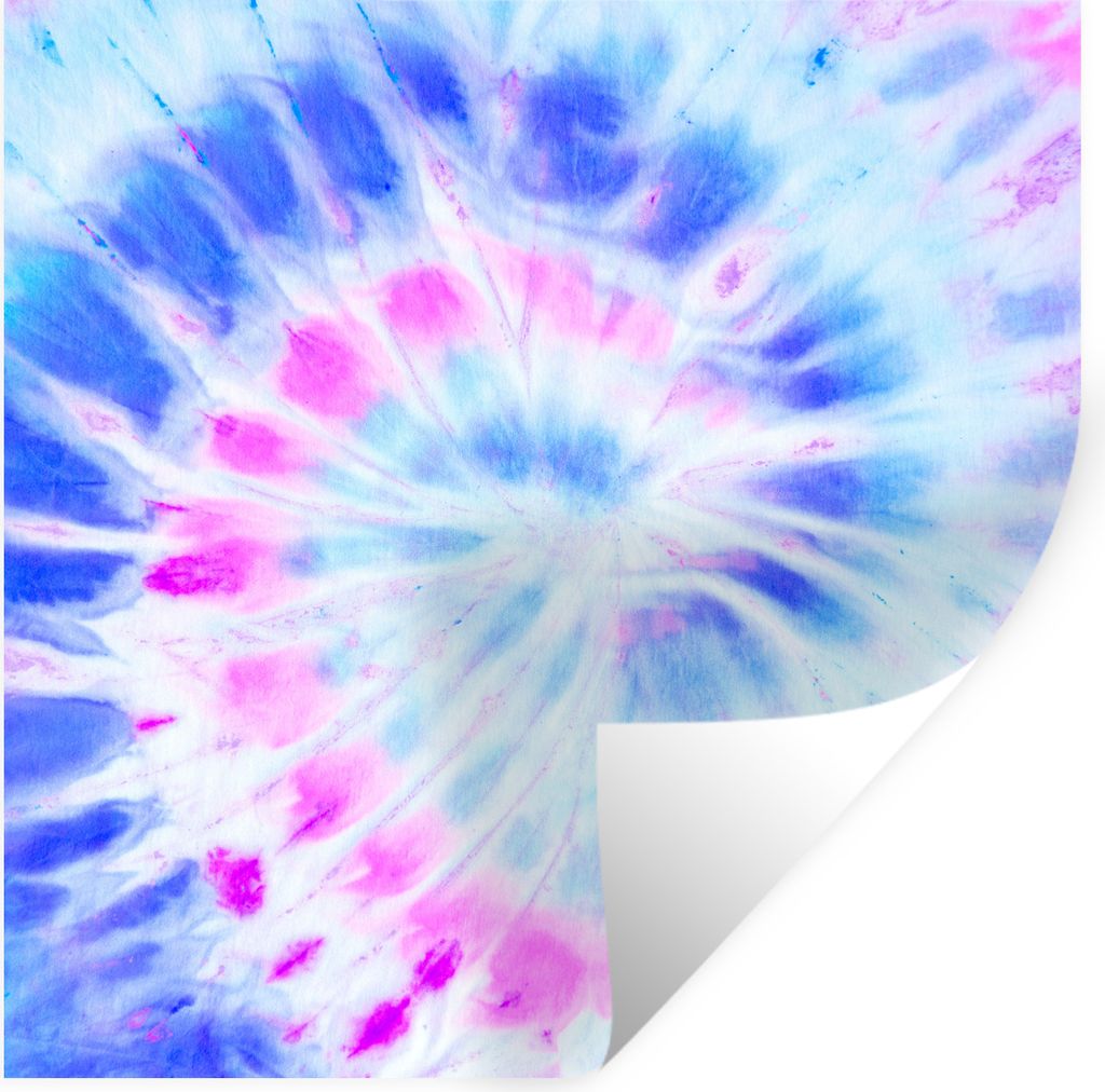 MuchoWow Wandtattoo Wandsticker Wandaufkleber Sommer - Krawattenfärbung - Lila 100x100 cm Selbstklebend und Repositionierbar - Wierderverwendbar...