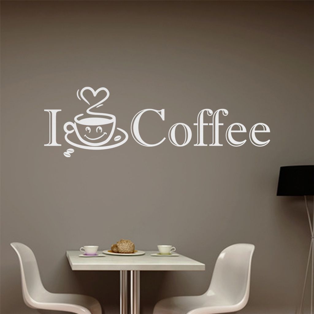 I Love Coffee Wandtattoo in 6 Größen - Wandaufkleber Wall Sticker - Dekoration, Küche, Wohnzimmer, Schlafzimmer, Badezimmer