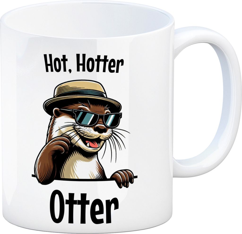 Cooler Otter Kaffeebecher mit Spruch Hot Hotter Otter